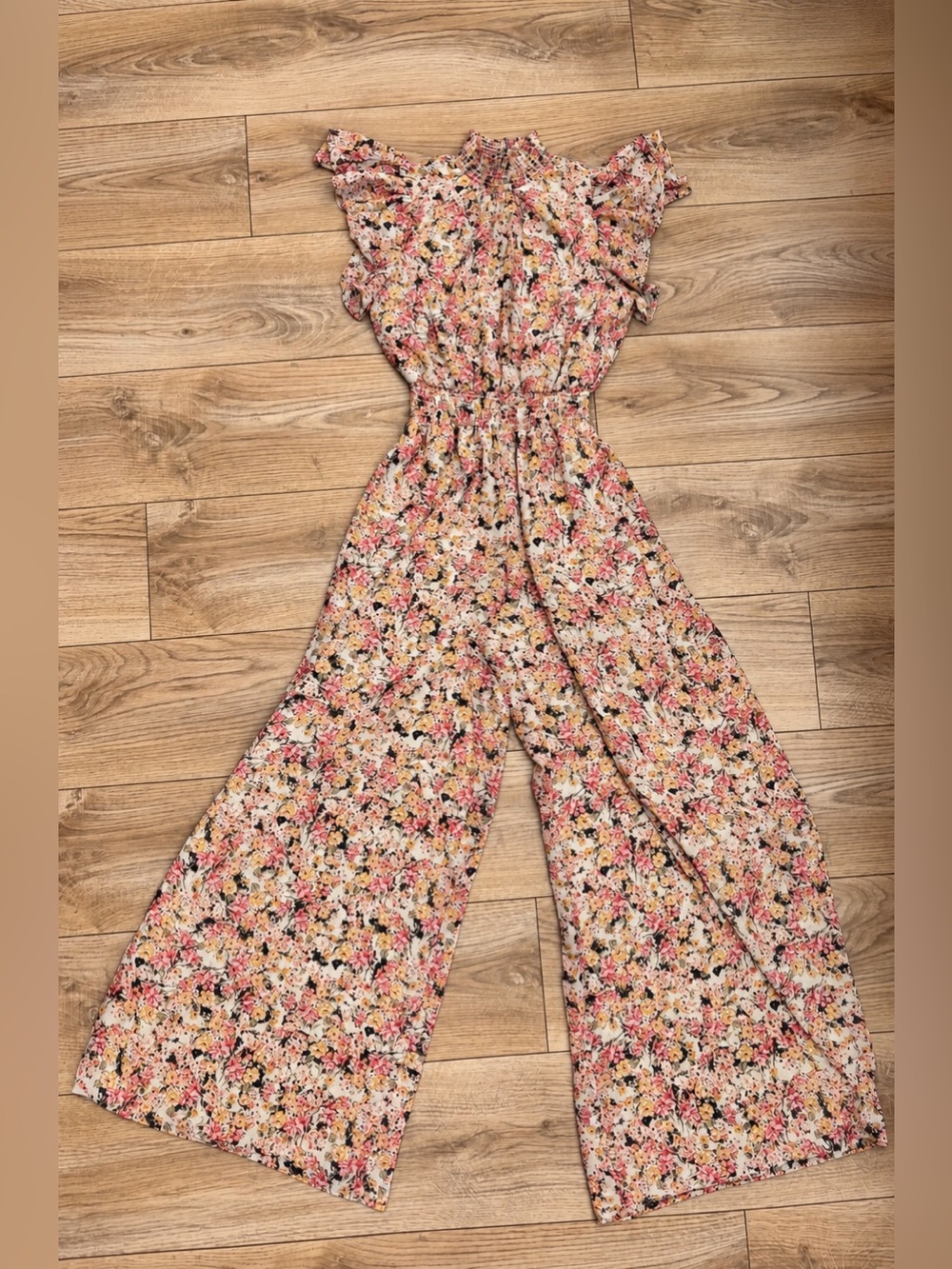 MSK Floral Pink Multicolor Wide-Leg Jumpsuit